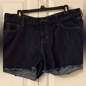 Old Navy Dark Blue Denim Frayed Hem Shorts - Diva Style